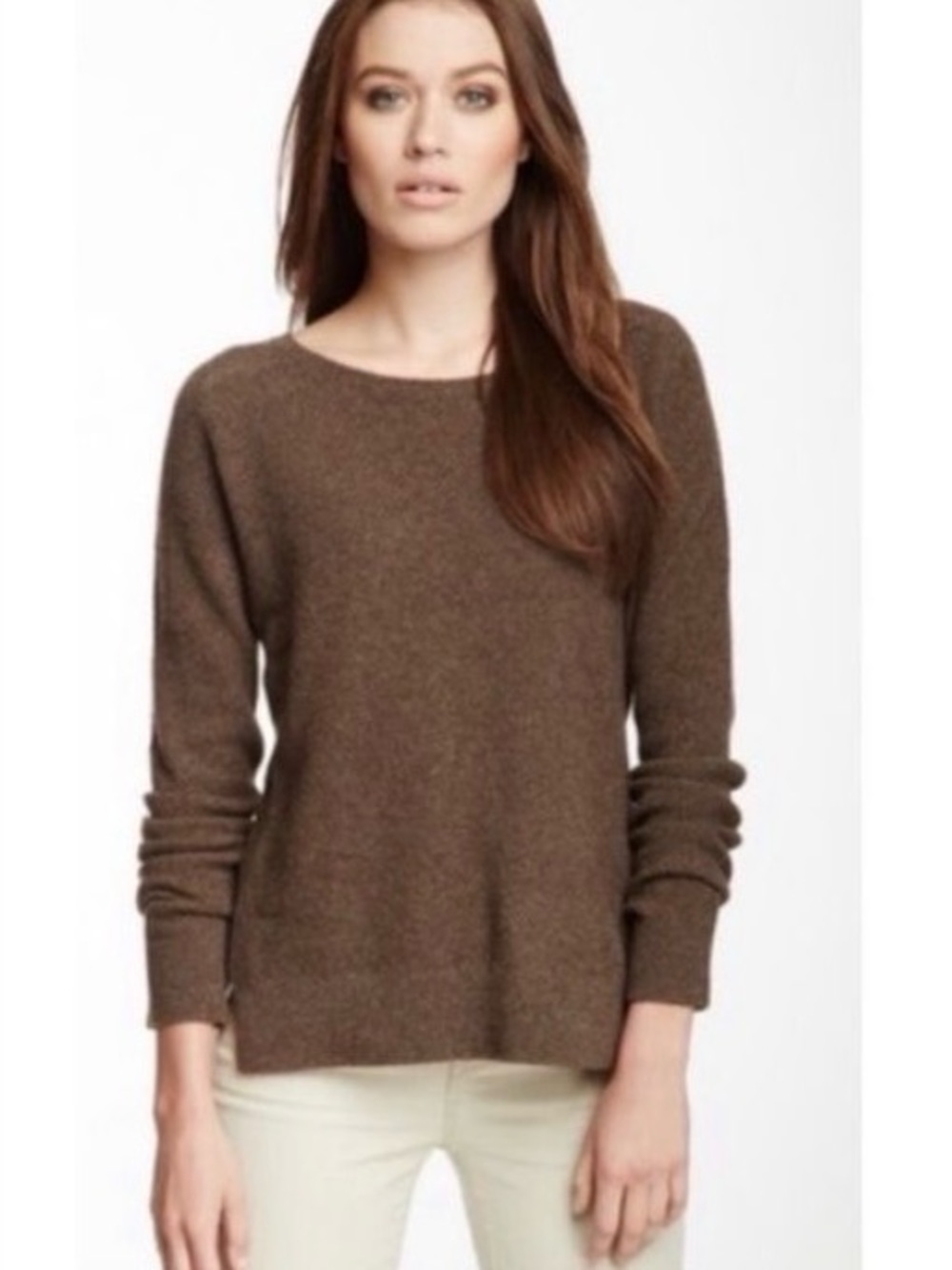 Vince Nutmeg Yak Wool Blend Sweater S - Luxe Moss Stitch Knit Side Button Pullov